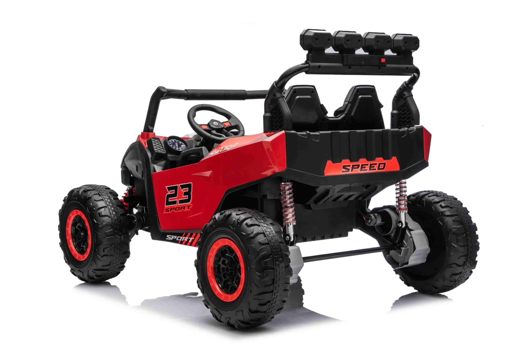 Buggy Electric 2 Locuri Patrol 24V Roșu – 2 Motoare 400W, Girofar LED, Bluetooth, Suspensii, Centură 3 Puncte | Max. 50 kg [2]