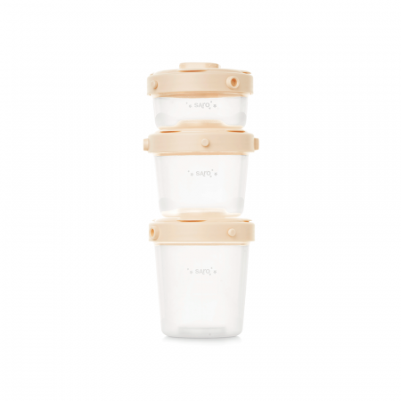 Set hranire - Pachet 3 caserole cu capac pentru păstrarea alimentelor, crem