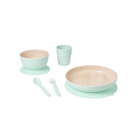 Set hranire - Set complet de masa, 5 piese, cu ventuza, "Nordic" Mint