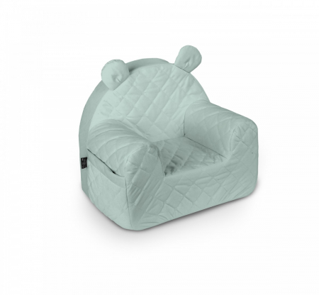Fotolii - Fotoliu pentru copii cu spatar, catifea Velvet Ursulet Teddy Mint