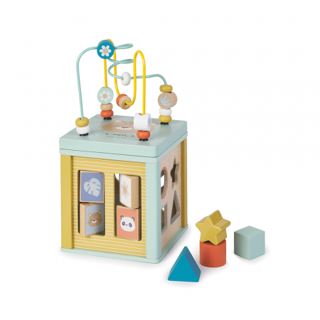 Jucarii din lemn - Cub de activitati din lemn, Saro Baby