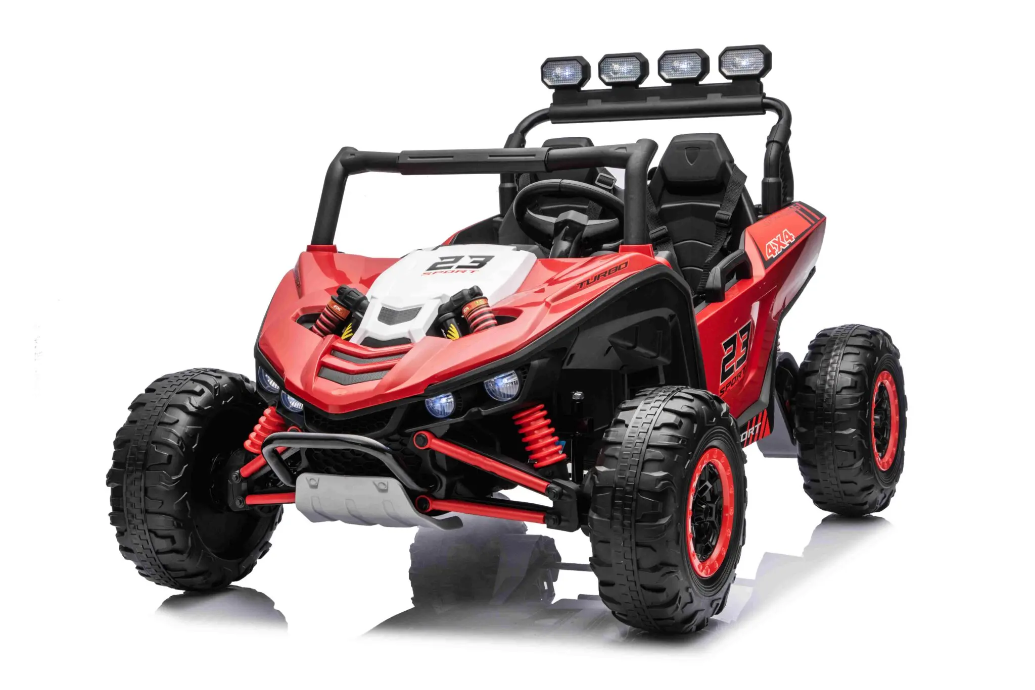 Buggy Electric 2 Locuri Patrol 24V Roșu – 2 Motoare 400W, Girofar LED, Bluetooth, Suspensii, Centură 3 Puncte | Max. 50 kg [5]
