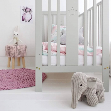 Patut din lemn pentru bebe, inaltime saltea reglabila, Star Baby Gri 120x60 cm [2]