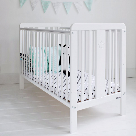 Patut din lemn pentru bebe, inaltime saltea reglabila, Star Baby Alb 120x60 cm [12]