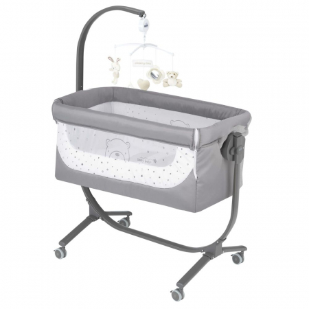 Camera copilului - Patut cu leganare, Cullami, co-sleeper 2 in 1, Cu laterala culisanta, Cu setare unghiulara, Cu roti, Reglabil in 8 pozitii pe inaltime, Gri deschis