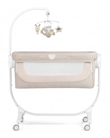 Patut cu leganare, Cullami, co-sleeper 2 in 1, Cu laterala culisanta, Cu setare unghiulara, Cu roti, Reglabil in 8 pozitii pe inaltime, mélange beige [1]