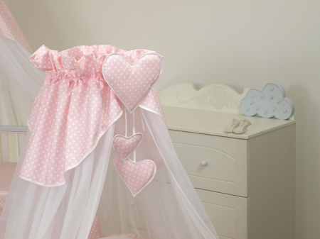 AMY - Baldachin din tul, Bear Heart Roz, Suport de prindere inclus, 600x160 cm [2]