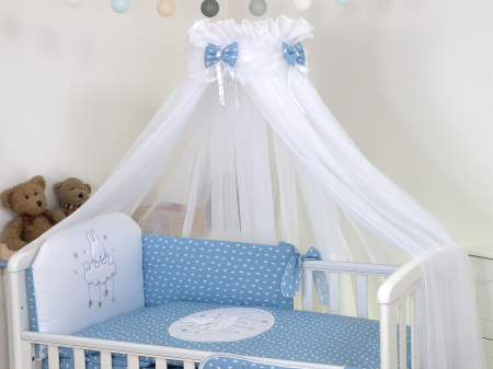 Baldachine - AMY - Baldachin din tul, Sky Bunny Blue, Suport de prindere inclus, 600x160 cm