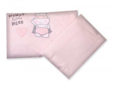 AMY - Lenjerie 3 piese Cu protectie laterala Little Hero din Bumbac, 120x60 cm, Roz [5]
