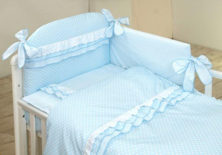 AMY - Lenjerie 3 piese Cu protectie laterala Baby Chic din Bumbac, 120x60 cm, Blue [1]