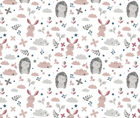 Set lenjerie din bumbac cu protectie laterala pentru pat bebe 120 x 60 cm, Iepuras Roz, Amy [4]