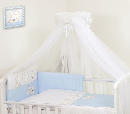 AMY - Lenjerie 3 piese Cu protectie laterala Sweet Dreams din Bumbac, 120x60 cm, Blue [1]