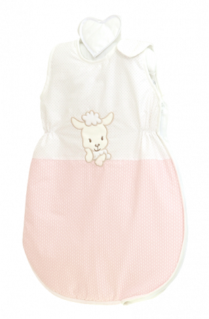 Sistem infasat si sac de dormit - Sac de dormit fara maneci, broderie Oița Bumbac Roz 80 cm, 74x50 cm, Amy
