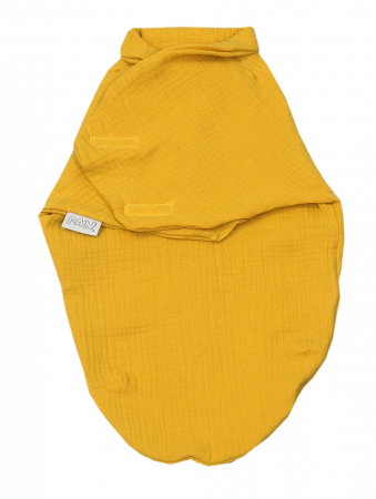 Sistem infasat si sac de dormit - Sistem de infasare Baby swaddle Puzzle Bumbac Muslin Galben, Amy, 72x60cm