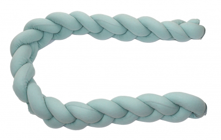Aparatoare laterala pat Bumper impletit cu inchidere velcro, Bumbac Tricot Mint, 180x21 cm [1]