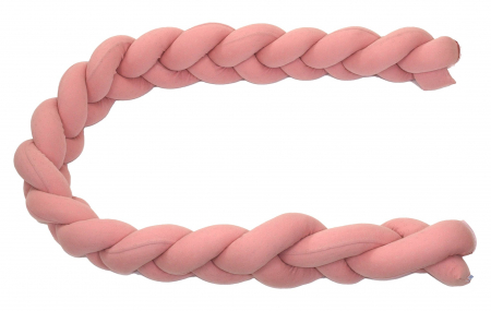 Aparatoare laterala pat Bumper impletit cu inchidere velcro, Bumbac Tricot Roz, 180x21 cm [3]