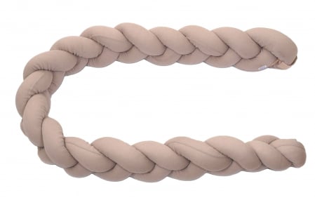 Aparatoare laterala pat Bumper impletit cu inchidere velcro, Bumbac Tricot Bej, 180x21 cm [3]