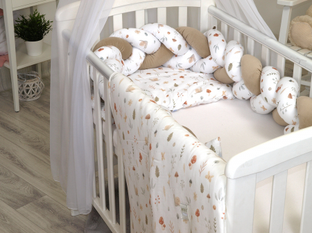 Aparatoare laterala pat Bumper impletit, inchidere velcro, Bumbac Comori din natura, Bej 180X21 cm [1]