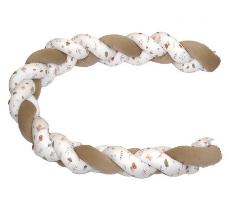 Aparatoare laterala pat Bumper impletit, inchidere velcro, Bumbac Comori din natura, Bej 180X21 cm [7]