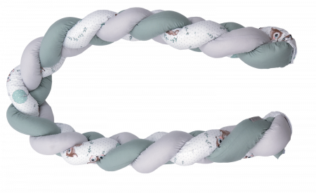 Aparatoare laterala pat Bumper impletit, inchidere velcro, Bumbac Caprioara mica, 180X21 cm [2]