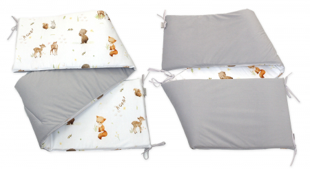 Oktató játékok - Aparatoare laterala patut, 2 fete, Roar!, velvet gri, 180 x 35 cm