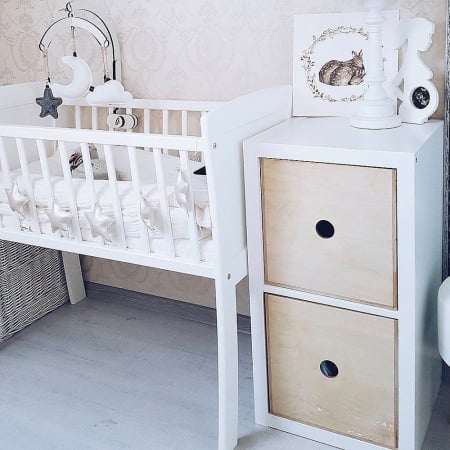 Patut mic, co-sleeping din lemn, Alb cu Saltea Cocos Spuma Cocos 90 x 40 x 7 cm [3]