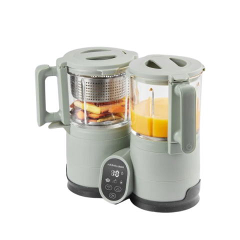 Bebe la masa - Babymoov - Robot multifunctional Nutribaby Glass 4 in 1 din sticla si otel inoxidabil Celadon Green