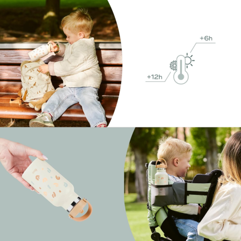 Babymoov - Sticla termoizolanta din inox Little Explorer Animal Print Ivory [1]