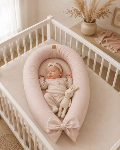 Perne, pilote si babynest - Babynest 2in1 BabySteps Premium „Sepia Rose" – 100% In, Saltea Detașabilă, Cordon Ascuns, Transformabil în Bară Protecție Pătuț | 95x53cm, 0M+
