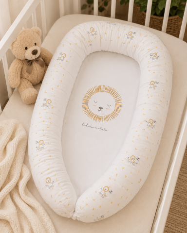 Camera copilului - Babynest 2in1 cu bară protecție pătuț, bumbac Premium OEKO-TEX, Nairobi Mustard, 95x65x18 cm, 0 luni+