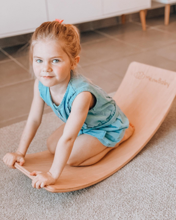 Balance board - Placa de echilibru din lemn pentru copii cu fetru presat bej, MeowBaby® [7]
