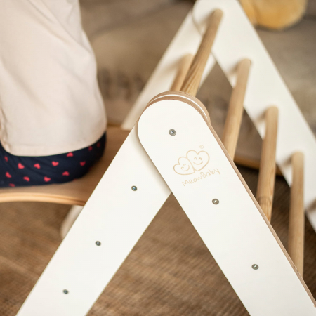 Scara din lemn pentru copii - Triunghi de catarare tip Pikler Montessori, Alb, MeowBaby® [6]