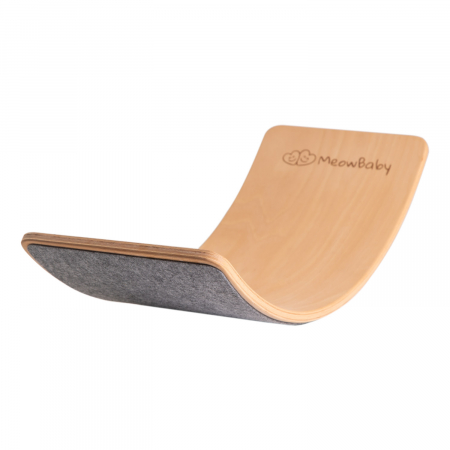 Balance board - Balance board - Placa de echilibru din lemn pentru copii cu fetru presat gri, MeowBaby®