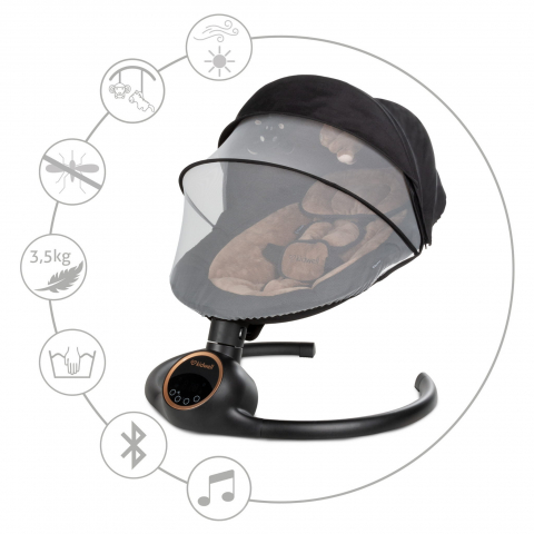 Balansoar leagan electric 2 în 1, Bluetooth,  REVE Negru/Auriu [10]