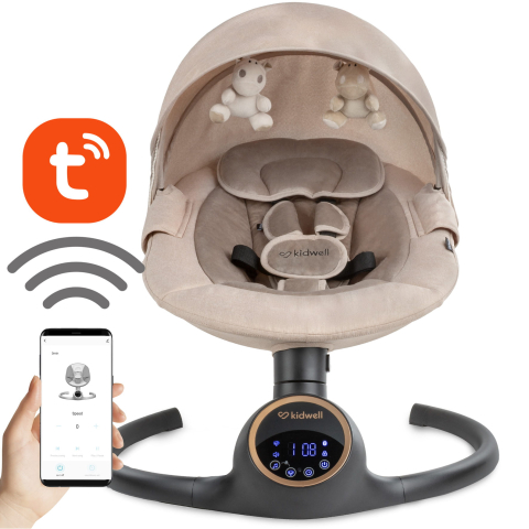 Leagane - Balansoar leagan electric 2 în 1, Bluetooth,  REVE Bej/Auriu