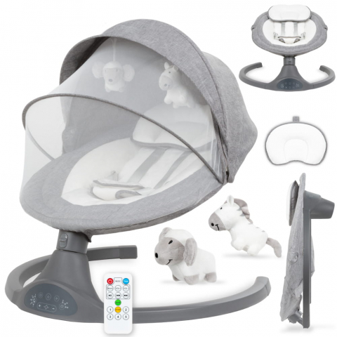 Balansoar leagan electric 2 în 1, Bluetooth, plasa insecte,  LUXI Dark Melange [7]