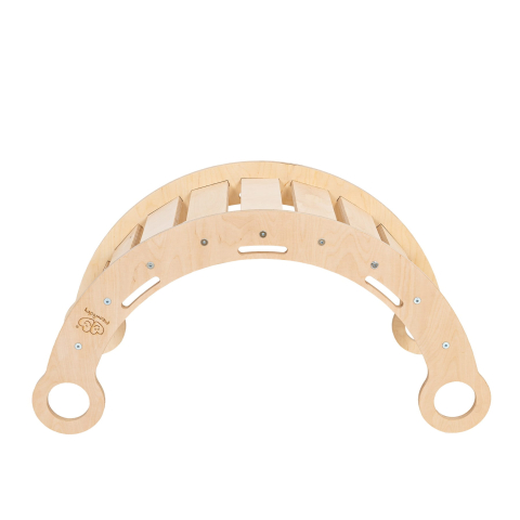 Balansoar Montessori din Lemn Dream Rocker MeowBaby – Mărime Mare, cu Pernă Bej, Multifuncțional Leagăn + Tunel + Scară | Placaj Lăcuit, Max 50kg [4]