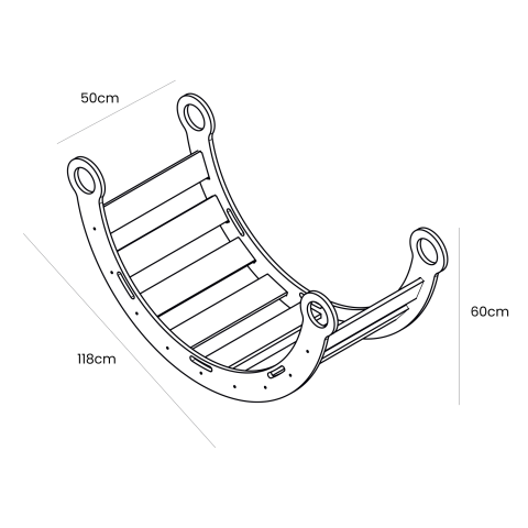 Balansoar Montessori din Lemn Dream Rocker MeowBaby – Mărime Mare, cu Pernă Bej, Multifuncțional Leagăn + Tunel + Scară | Placaj Lăcuit, Max 50kg [5]