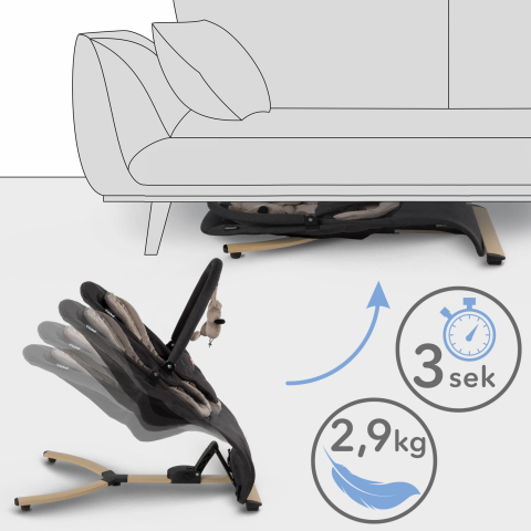 Balansoar pentru bebeluși Kidwell RUBI Gold/Negru – confort, siguranță și relaxare din primele zile [9]