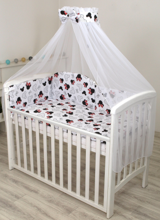 Baldachine - Baldachin din tul, Funda din bumbac, imprimeu lenjerie Miki, Amy 300x160 cm, Suport de prindere inclus, 153h cm