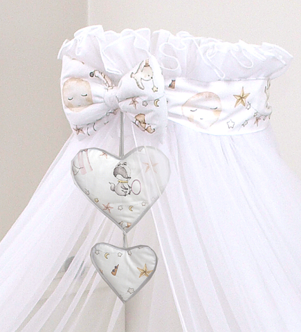 Baldachine - Baldachin din tul, Funda din bumbac, imprimeu lenjerie Circ, Amy 300x160 cm