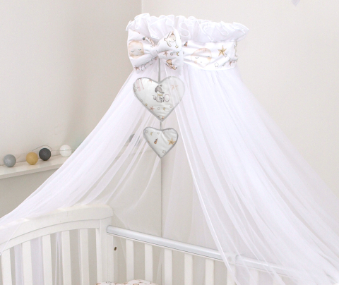 Baldachin din tul, Funda din bumbac, imprimeu lenjerie Circ Blue, Amy 300x160 cm, Suport de prindere inclus, 153h cm [1]