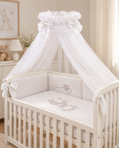 Baldachine - Baldachin din tul pentru pătuț, 600x160 cm, Sweet Dreams, Alb – Amy | Protecție, confort și decor elegant