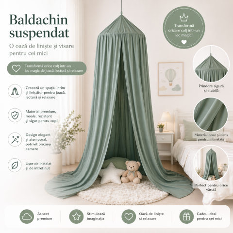 Baldachin suspendat multifunctional, Bumbac, 320x250 cm, Pure Verde Salvia [8]