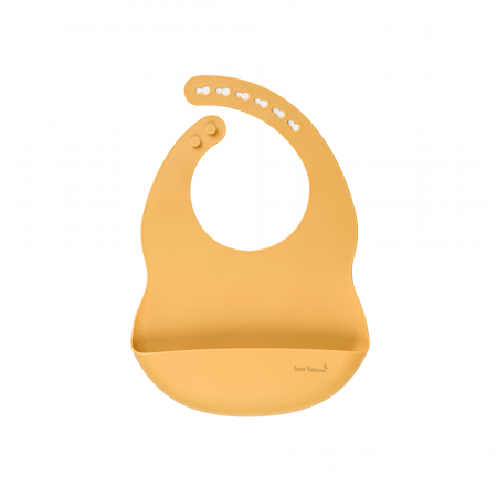 Bebe la masa - Bavetă din silicon cu buzunar, ajustabila, "Nordic" - Mustard