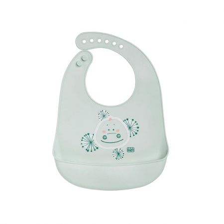 Bavete - Bavetă din silicon cu buzunar, ajustabila, Yum! Bib - Green crocodile