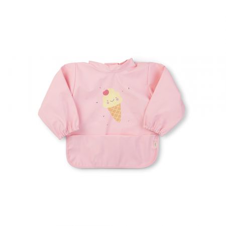 Bavetica - Baveta Impermeabila cu maneci si buzunar, reglabila, "Ice Cream" pink