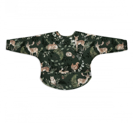 Jucarii educative - Babysteps by Urban Haul-Bavetica Impermeabila cu maneci si buzunar, reglabila, Animals Garden Dark