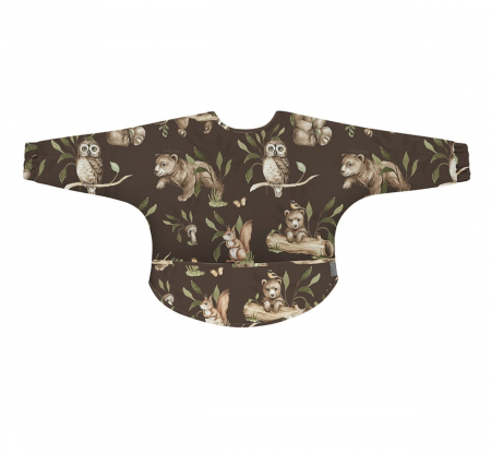 Jucarii educative - Babysteps by Urban Haul-Bavetica Impermeabila cu maneci si buzunar, reglabila, Happy Bear Dark