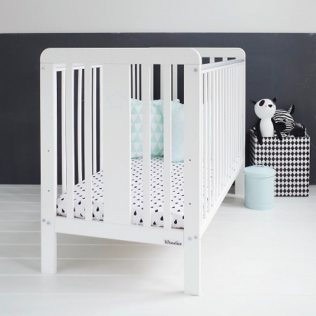 Patut din lemn pentru bebe, inaltime saltea reglabila, Star Baby Alb 120x60 cm [11]